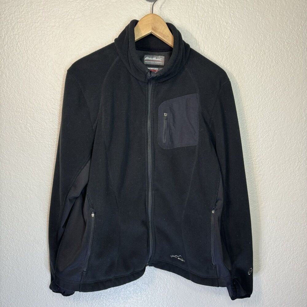 Eddie Bauer Jacket Women XXL Black Windcutter Fleece Full Zip Pockets Travel